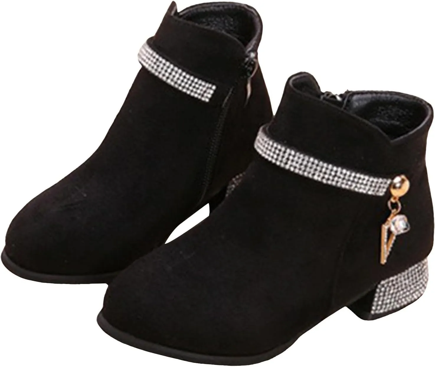 Kids Ankle Boots Short Suede Booties Fashion Anti-Slip Boots for Toddler/Little Kids Side Zipper Low Heels