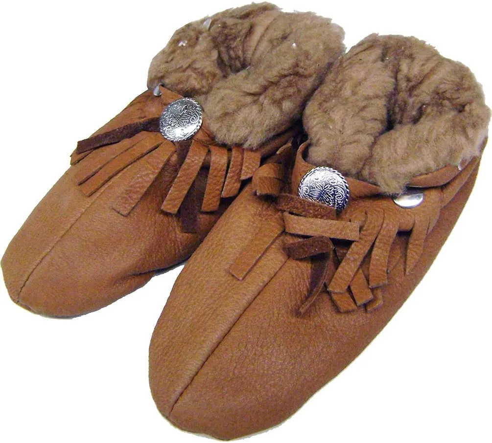 Kids Native Dancer Genuine Deerskin Moccassins 3-5 yrs Brown