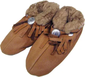 Kids Native Dancer Genuine Deerskin Moccassins 3-5 yrs Brown