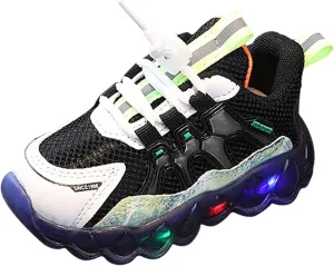 Kids Sneakers 1-6 Years Children Baby Girls Boys Sneakers Bling Led Light Fashion Lace Up Sport Shoes White Sneakers