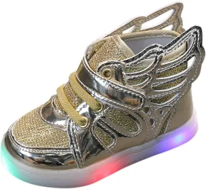 Kids Sneakers 1-6 Years Children Baby Girls Boys Sneakers Bling Led Light Fashion Lace Up Sport Shoes White Sneakers