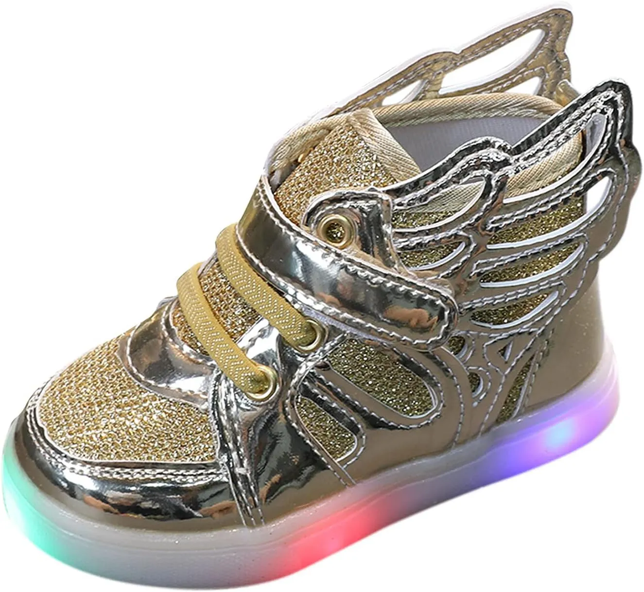 Kids Sneakers 1-6 Years Children Baby Girls Boys Sneakers Bling Led Light Fashion Lace Up Sport Shoes White Sneakers