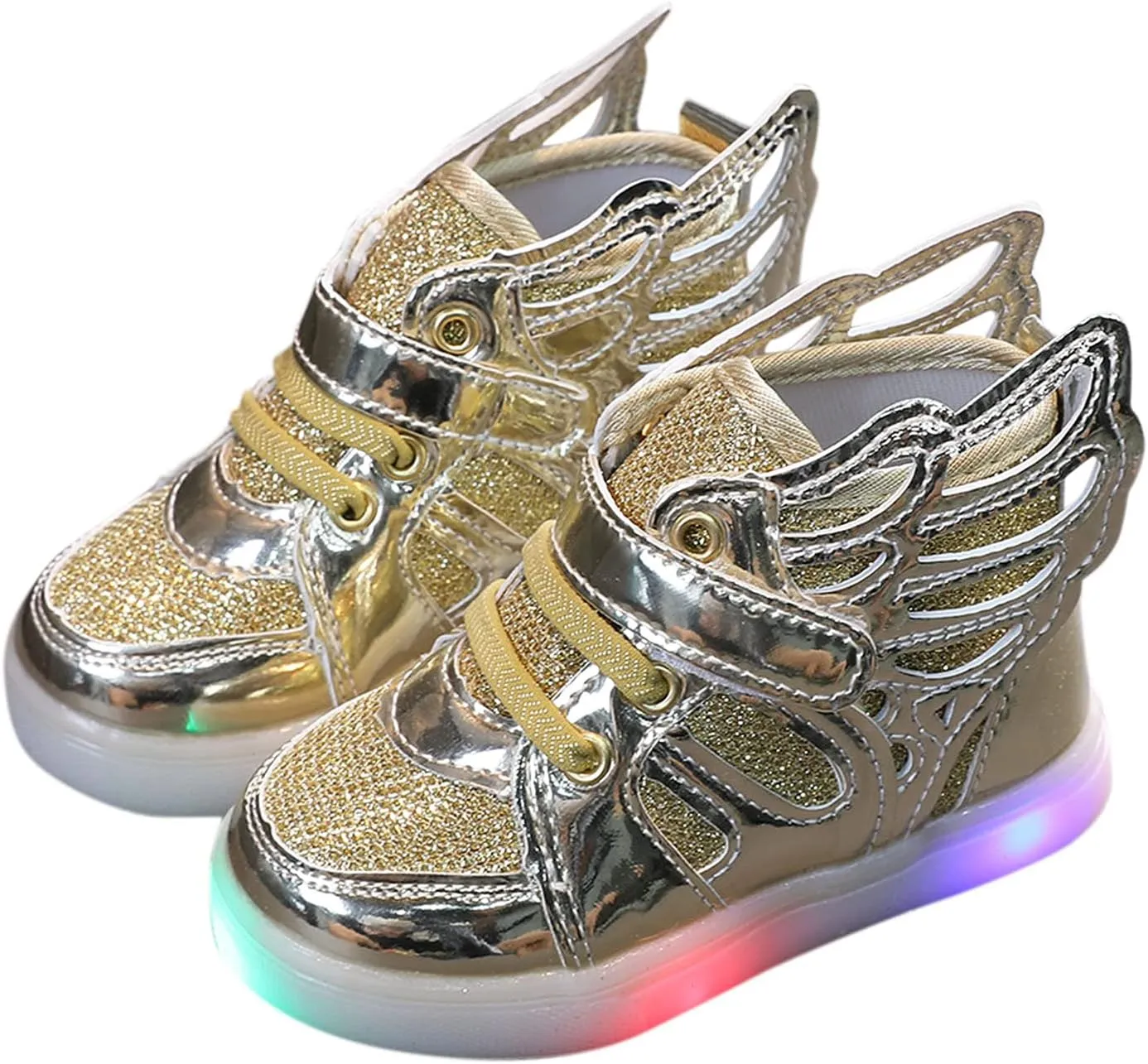 Kids Sneakers 1-6 Years Children Baby Girls Boys Sneakers Bling Led Light Fashion Lace Up Sport Shoes White Sneakers