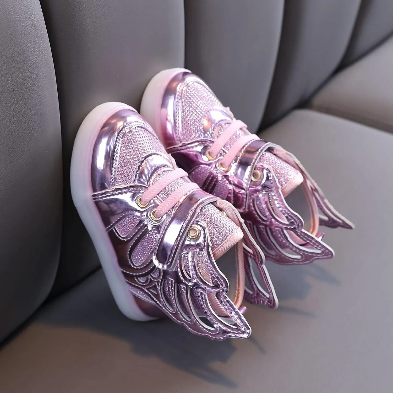 Kids Sneakers 1-6 Years Children Baby Girls Boys Sneakers Bling Led Light Fashion Lace Up Sport Shoes White Sneakers