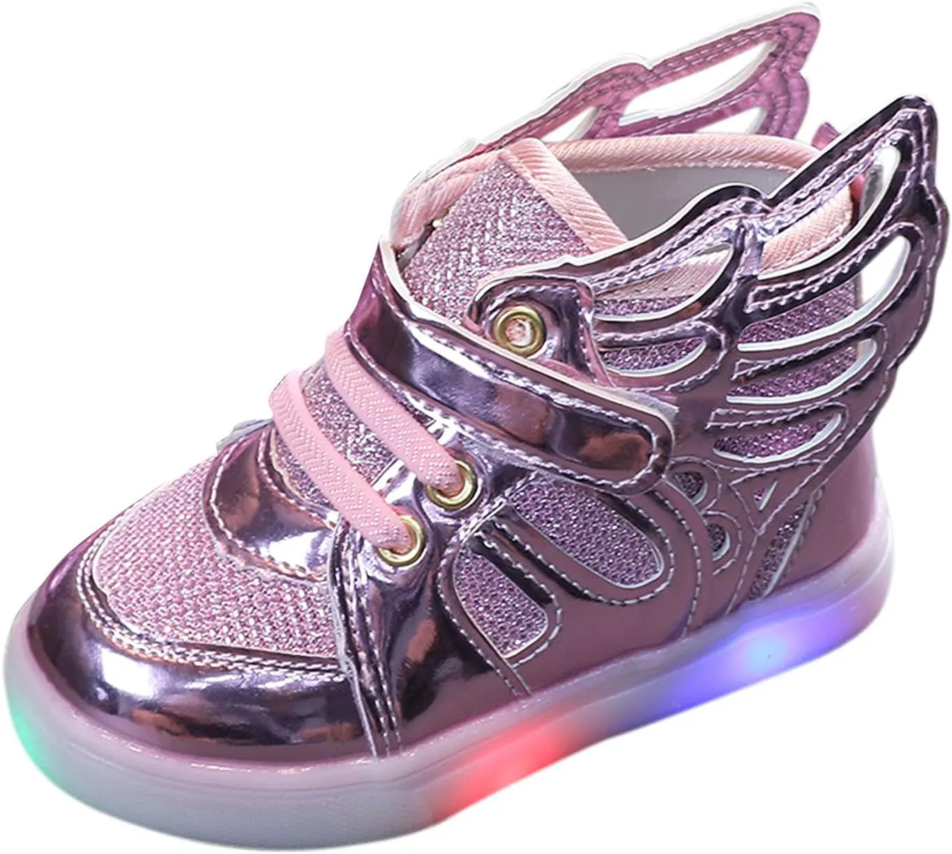 Kids Sneakers 1-6 Years Children Baby Girls Boys Sneakers Bling Led Light Fashion Lace Up Sport Shoes White Sneakers