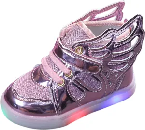 Kids Sneakers 1-6 Years Children Baby Girls Boys Sneakers Bling Led Light Fashion Lace Up Sport Shoes White Sneakers