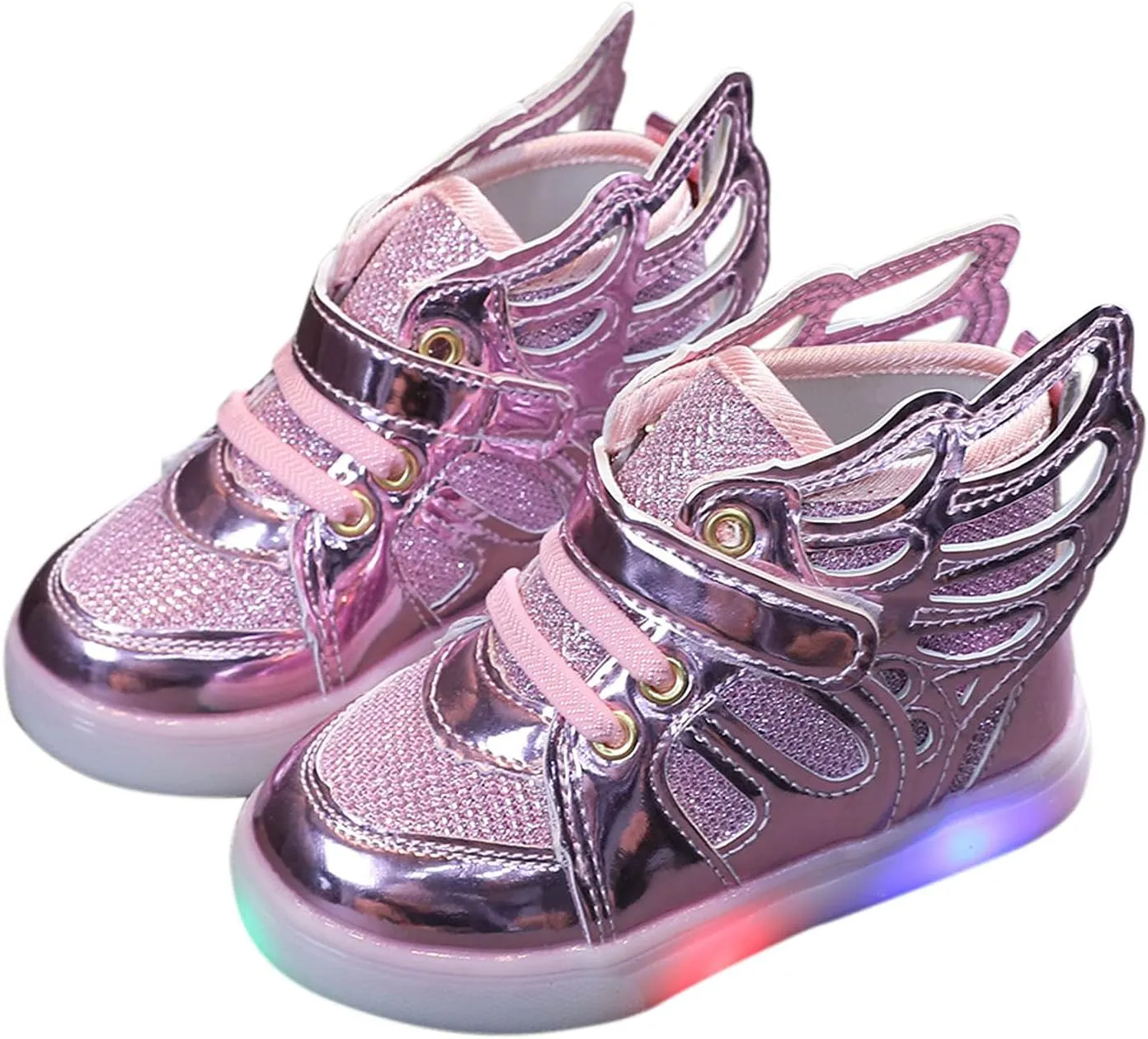 Kids Sneakers 1-6 Years Children Baby Girls Boys Sneakers Bling Led Light Fashion Lace Up Sport Shoes White Sneakers