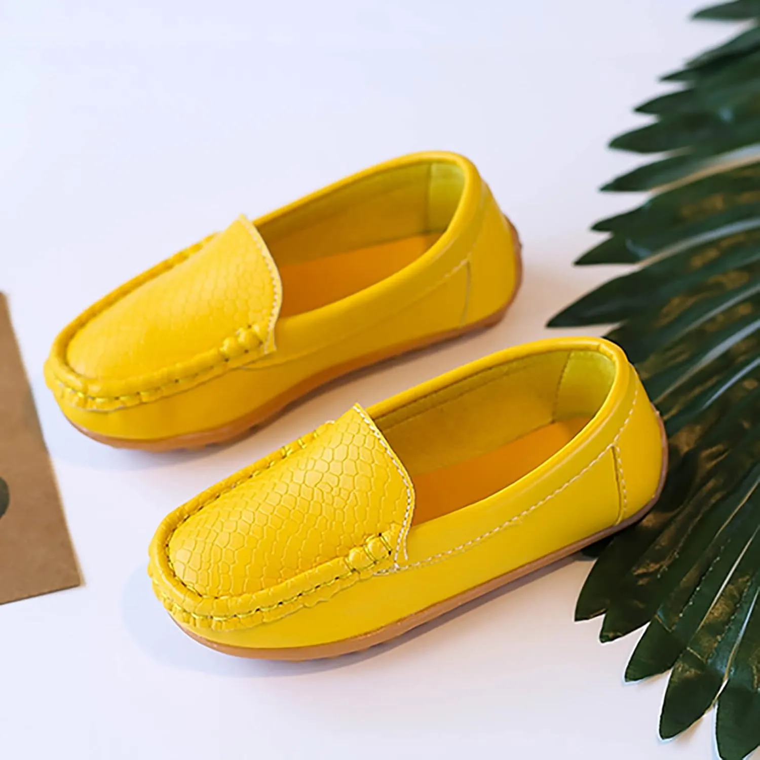 Kids Toddlers Boys Girls Leather Slip On Loafers Moccasin Boat Dress Shoes Comfort Flat Casual Shoes Baby Sock Shoes