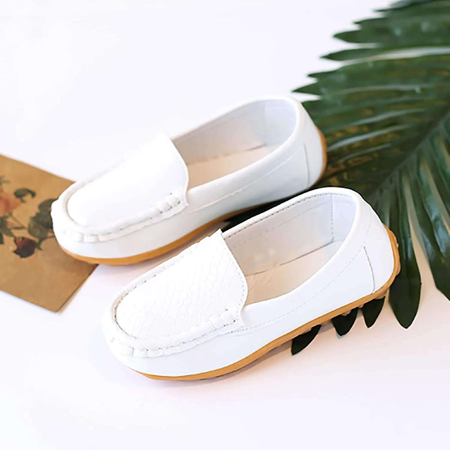 Kids Toddlers Boys Girls Leather Slip On Loafers Moccasin Boat Dress Shoes Comfort Flat Casual Shoes Baby Sock Shoes