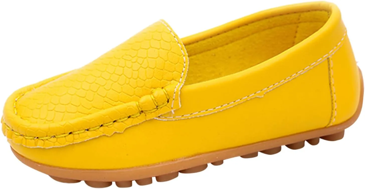 Kids Toddlers Boys Girls Leather Slip On Loafers Moccasin Boat Dress Shoes Comfort Flat Casual Shoes Baby Sock Shoes