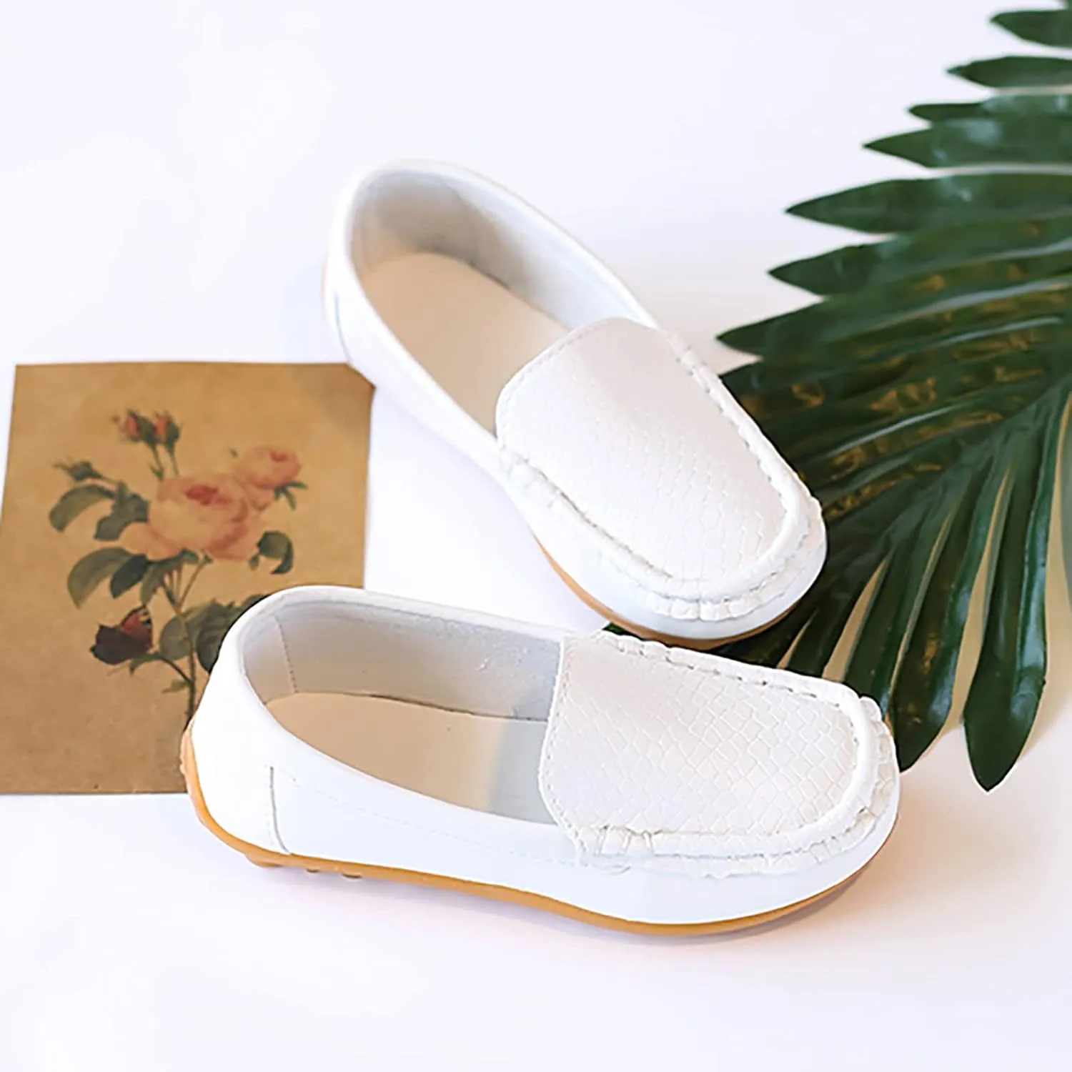 Kids Toddlers Boys Girls Leather Slip On Loafers Moccasin Boat Dress Shoes Comfort Flat Casual Shoes Baby Sock Shoes