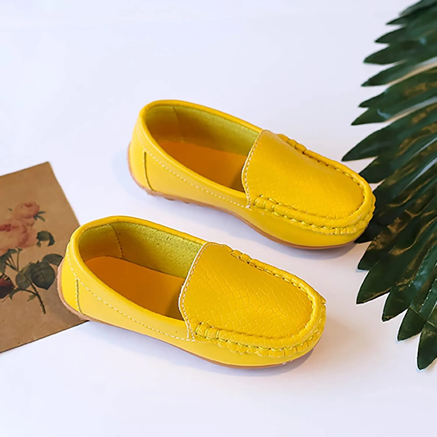 Kids Toddlers Boys Girls Leather Slip On Loafers Moccasin Boat Dress Shoes Comfort Flat Casual Shoes Baby Sock Shoes