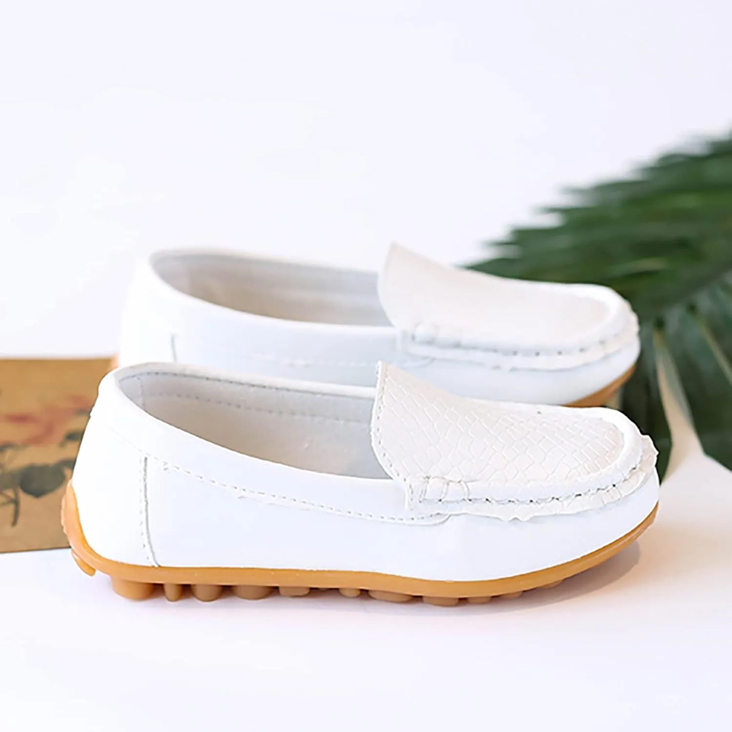 Kids Toddlers Boys Girls Leather Slip On Loafers Moccasin Boat Dress Shoes Comfort Flat Casual Shoes Baby Sock Shoes