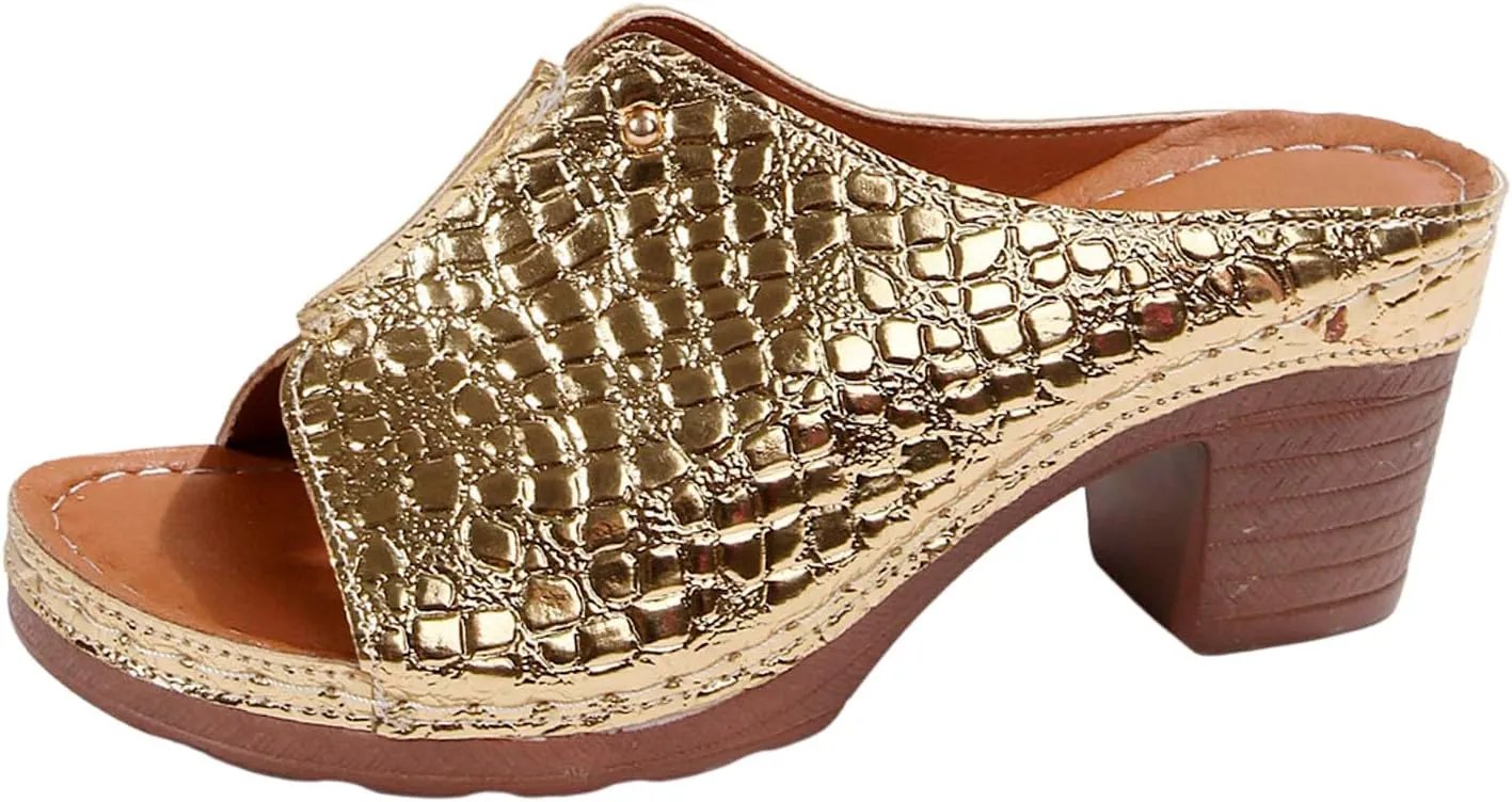 Ladies Summer Casual Bright Leather Solid Color Large Size High Heel Thick Bottom Beach Jelly Sandals for Women Heel