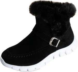Ladmiple Boots For Women Ankle Booties Winter Snow Boots Classic Faux Fur Lined Slip On Casual Warm Comfortable Loafers Shoes