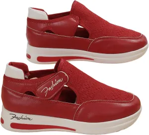 Ladmiple Loafers For Women Comfort Platform Women’s Low Top Canvas Sneakers Slip On Platform Sneakers Casual Walking Shoes Dressy Summer Fashion Cute Comfortable Flats Loafers Red