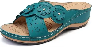 Ladmiple Sandals Women 2023 Fashion Flower Orthopedic Flip Flops with Arch Support Slippers Casual Roman Open Toe Shoes