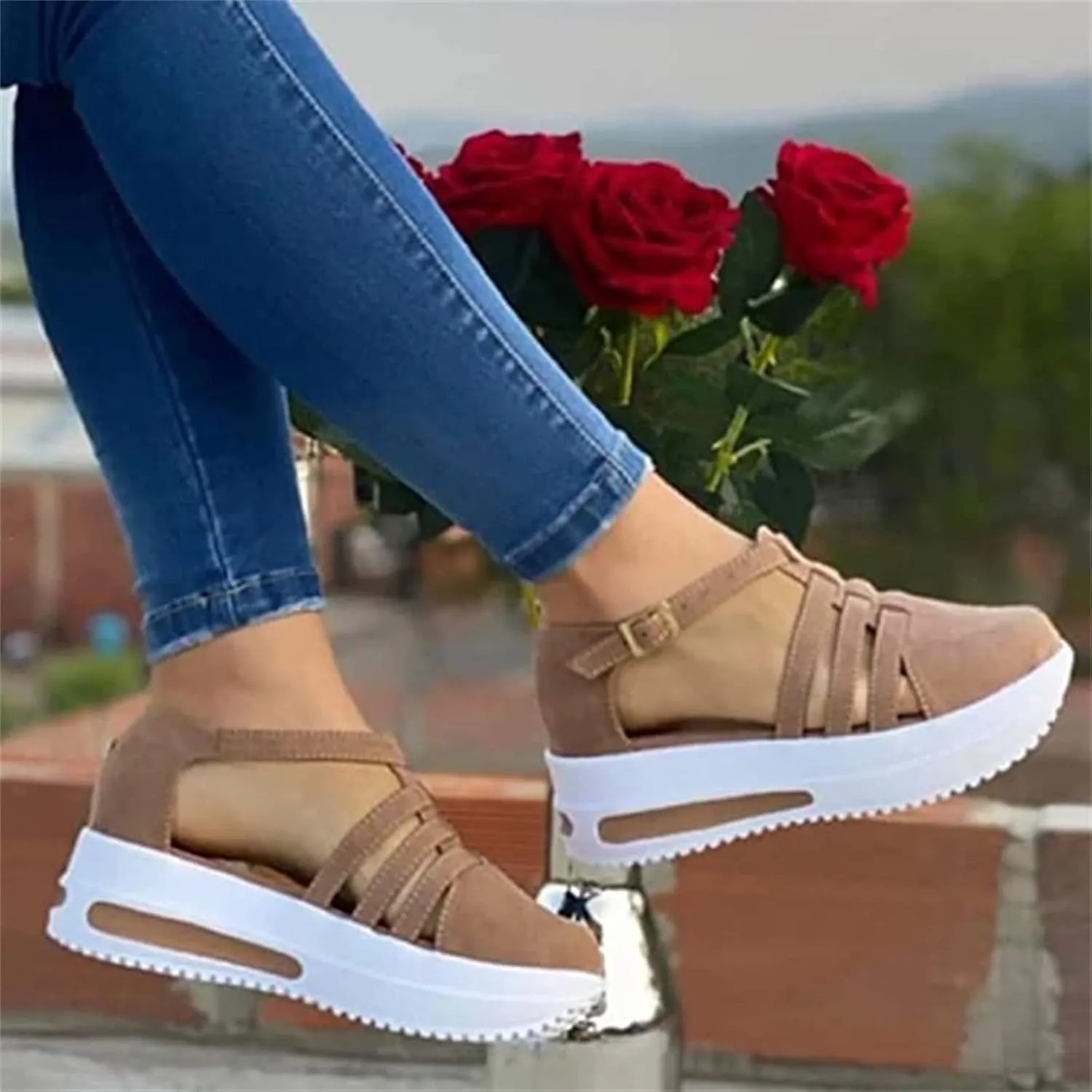 Ladmiple Shoes For Women Sneakers Slip Ons Lace ups Casual Leather Walking Shoes Summer Fashion Platform Flats Loafers