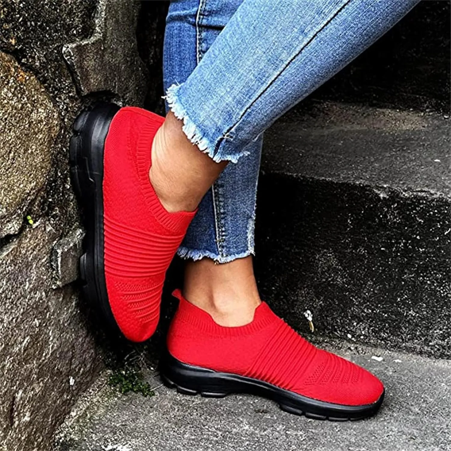 Ladmiple Sneakers For Women Slip On Platform Sneakers Casual Walking Shoes Dressy Summer Fashion Comfort Flats Loafers