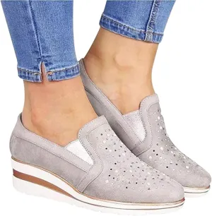 Ladmiple Sneakers For Women Walking Shoes Wide Width Slip On Glitter Shoes Dressy Casual Summer Sparkly Flats Loafers