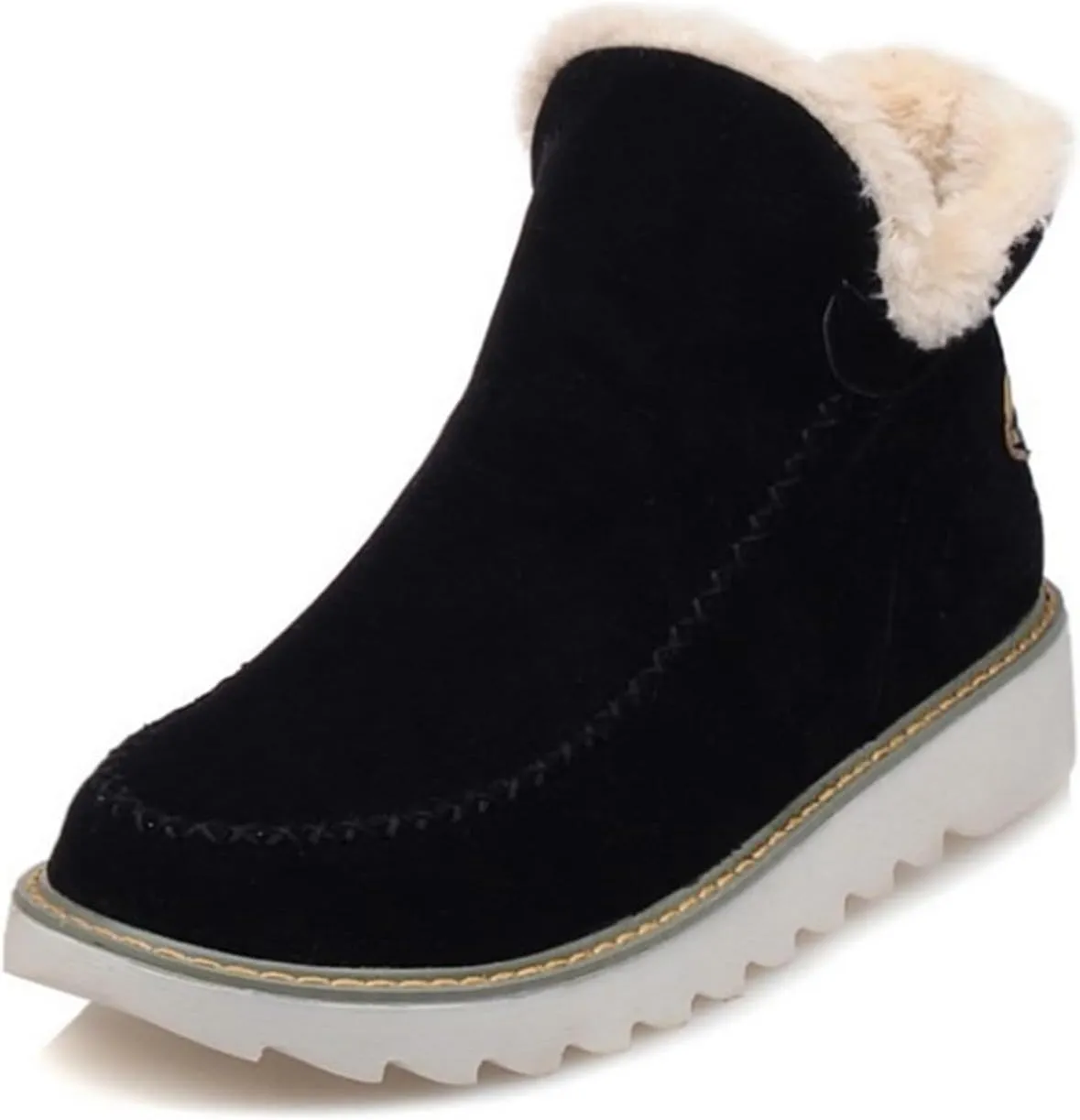 Ladmiple Winter Boots For Women Cute Casual Slip-on Warm Loafers Shoes Fur-Lined Comfort Lightweight Snow Ankle Boots