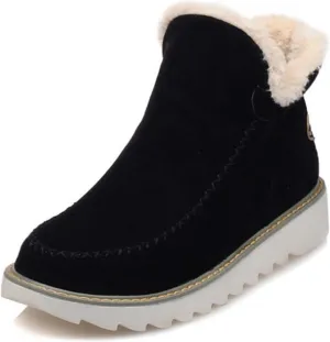 Ladmiple Winter Boots For Women Cute Casual Slip-on Warm Loafers Shoes Fur-Lined Comfort Lightweight Snow Ankle Boots