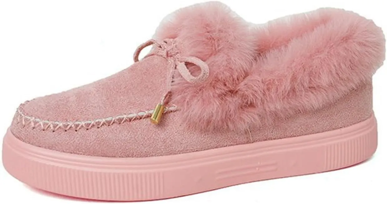 Ladmiple Winter Boots For Women Fashion High-top Snow Boots Slip on Warm Comfortable Outdoor Fur Lined Ankle Booties