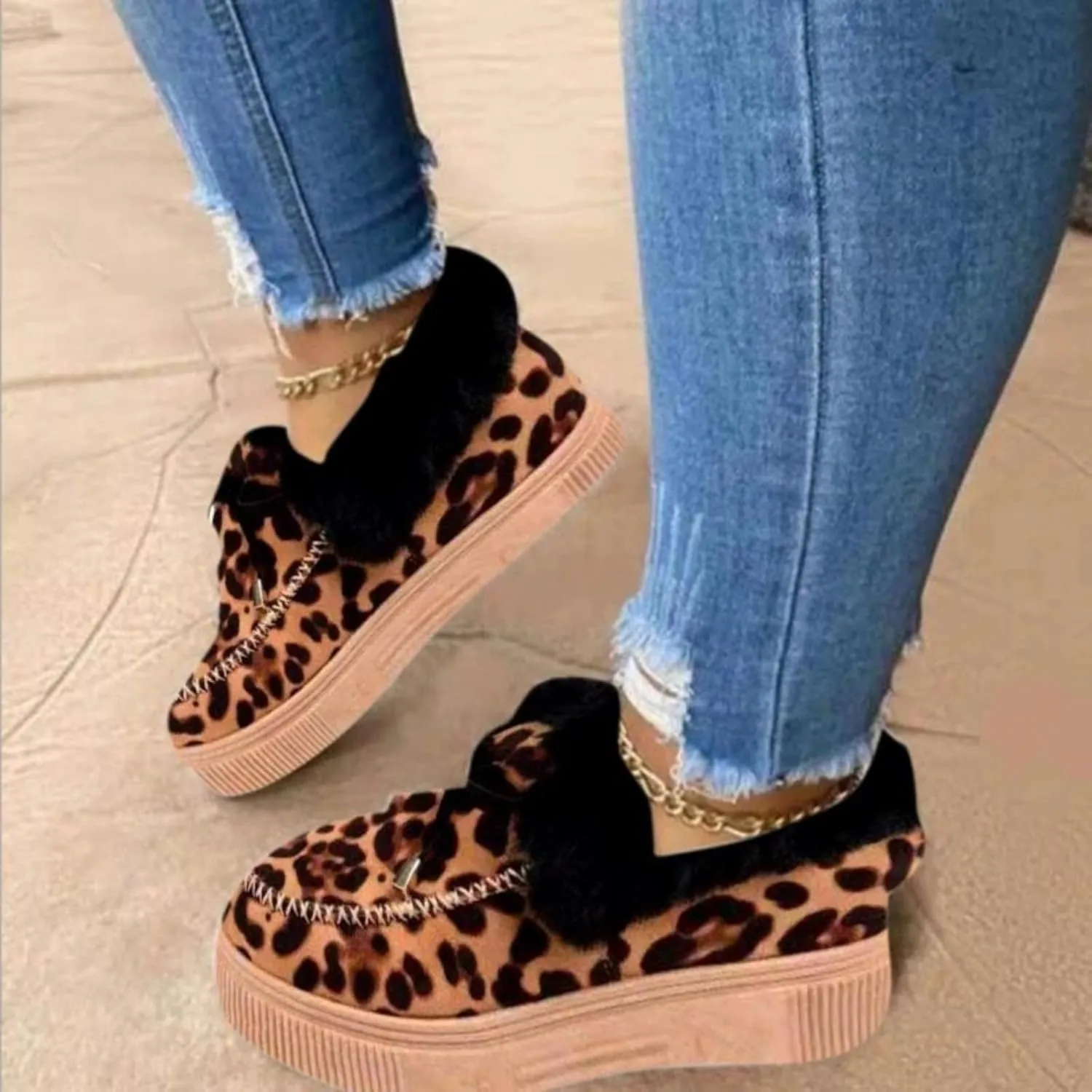 Ladmiple Winter Boots For Women Fashion Warm Fur Lined Snow Boots Outdoor Slip On Comfortable Fashion Short Ankle Booties