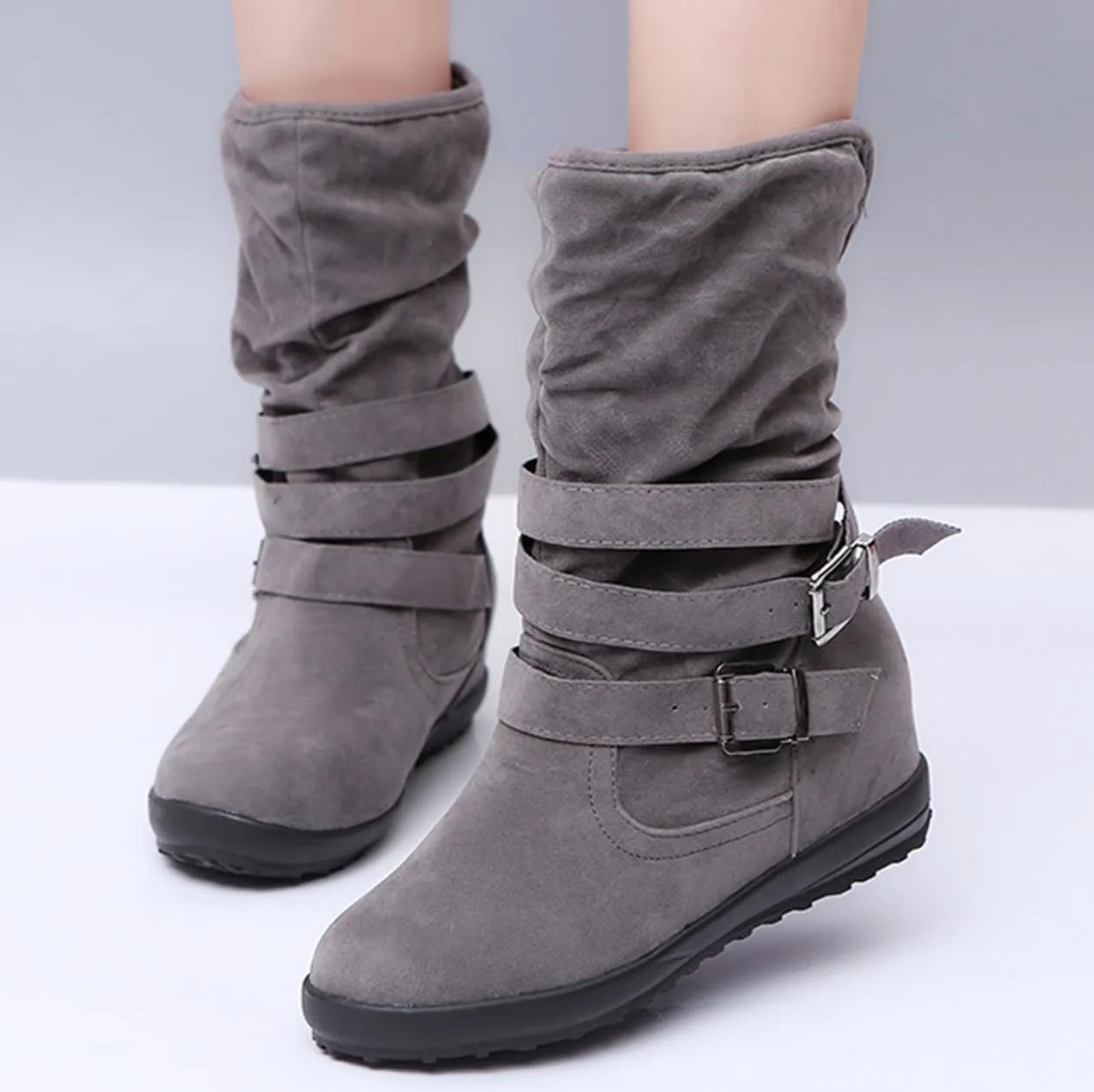 Ladmiple Winter Boots For Women Wide Width Warm Fur Lined Snow Ankle Booties Fashion Comfortable Slip On Walking Shoes