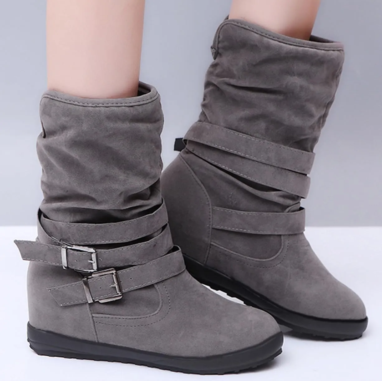 Ladmiple Winter Boots For Women Wide Width Warm Fur Lined Snow Ankle Booties Fashion Comfortable Slip On Walking Shoes