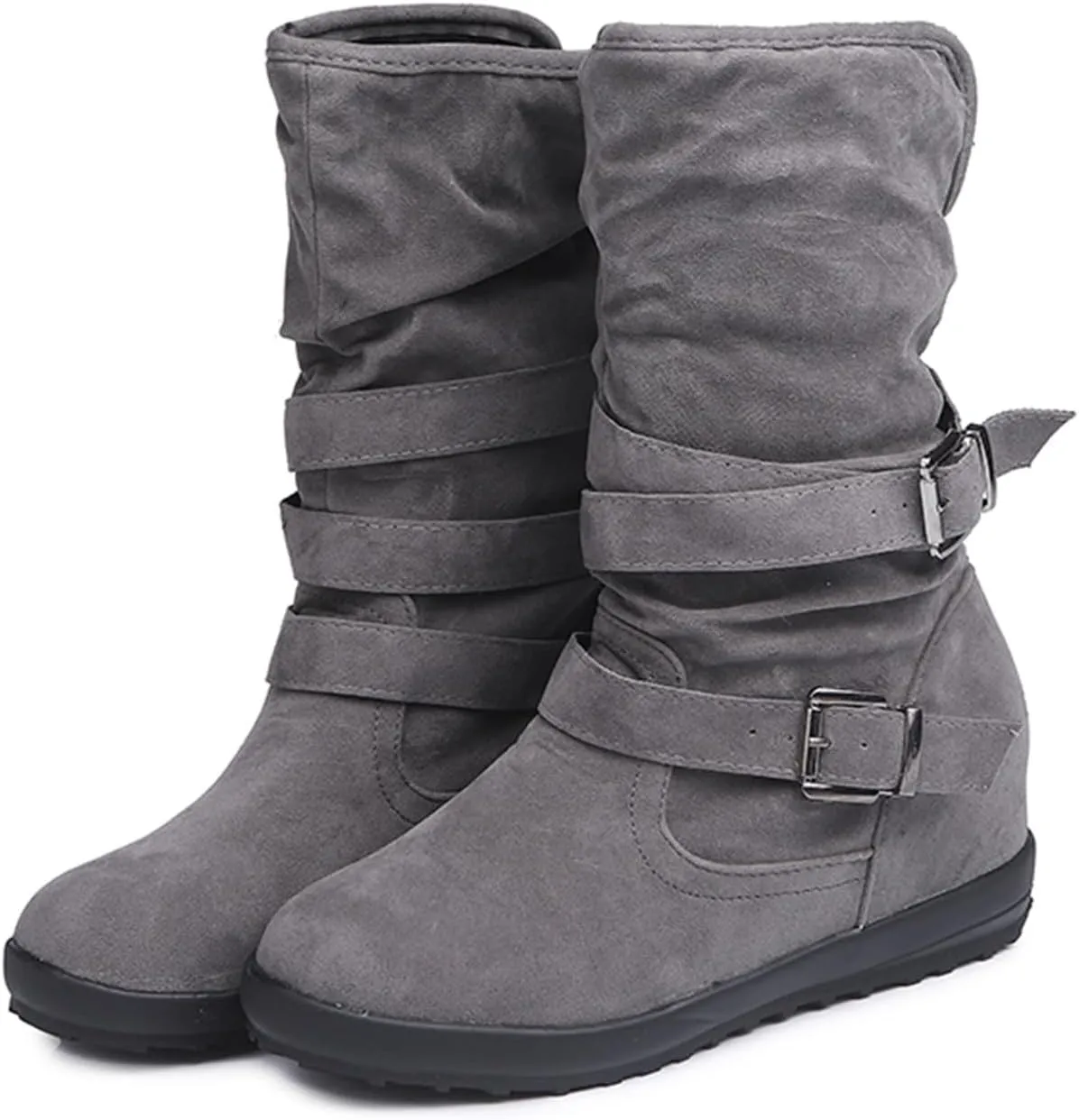 Ladmiple Winter Boots For Women Wide Width Warm Fur Lined Snow Ankle Booties Fashion Comfortable Slip On Walking Shoes