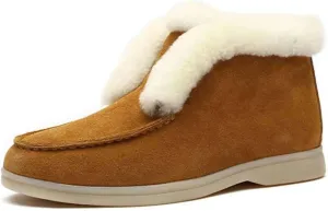 Ladmiple Winter Dress Boots For Women 2024 Warm Fur Lined Snow Ankle Booties Fashion Comfortable Slip On Loafers Shoes