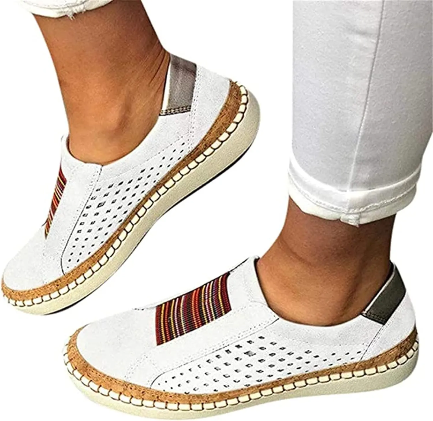Ladmiple Womens Shoes Dressy Casual Loafers Slip on Low Top Canvas Walking Shoes Fashion Cute Comfortable Flats Sneakers
