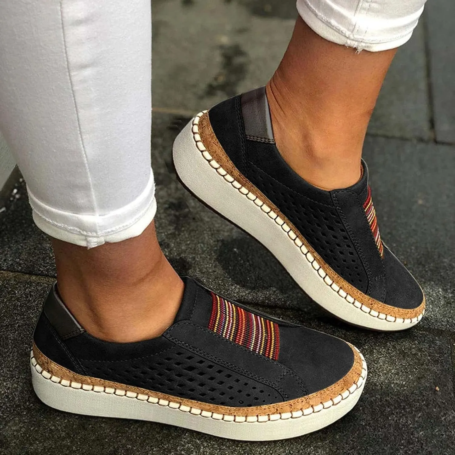 Ladmiple Womens Shoes Dressy Casual Loafers Slip on Low Top Canvas Walking Shoes Fashion Cute Comfortable Flats Sneakers