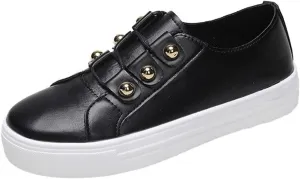 Ladmiple Womens Shoes Dressy Casual Loafers Slip On Walking Shoes Lace Up Comfortable Platform Fashion Leather Sneakers