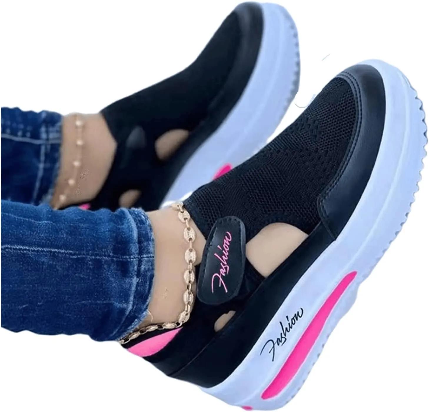 Lausiuoe Platform Shoes For Women Sneakers Lightweight Non-Slip Casual Fashion Soft Comfort Breathable Walking Shoes