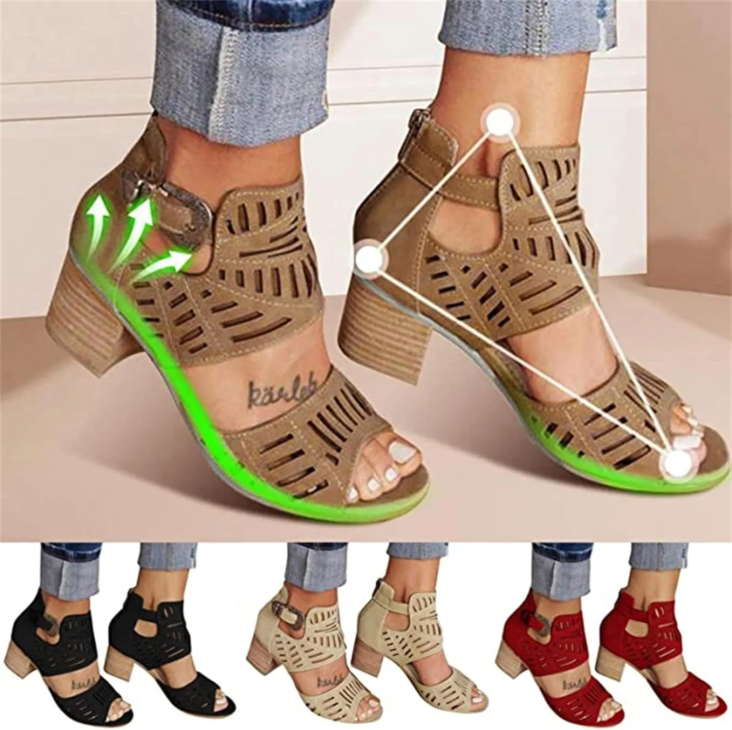 Lausiuoe Sandals Women Comfortable Dressy Wedge Dress Pumps Shoes Ankle Strap Low Chunky Heel Casual Summer Strappy Sandals