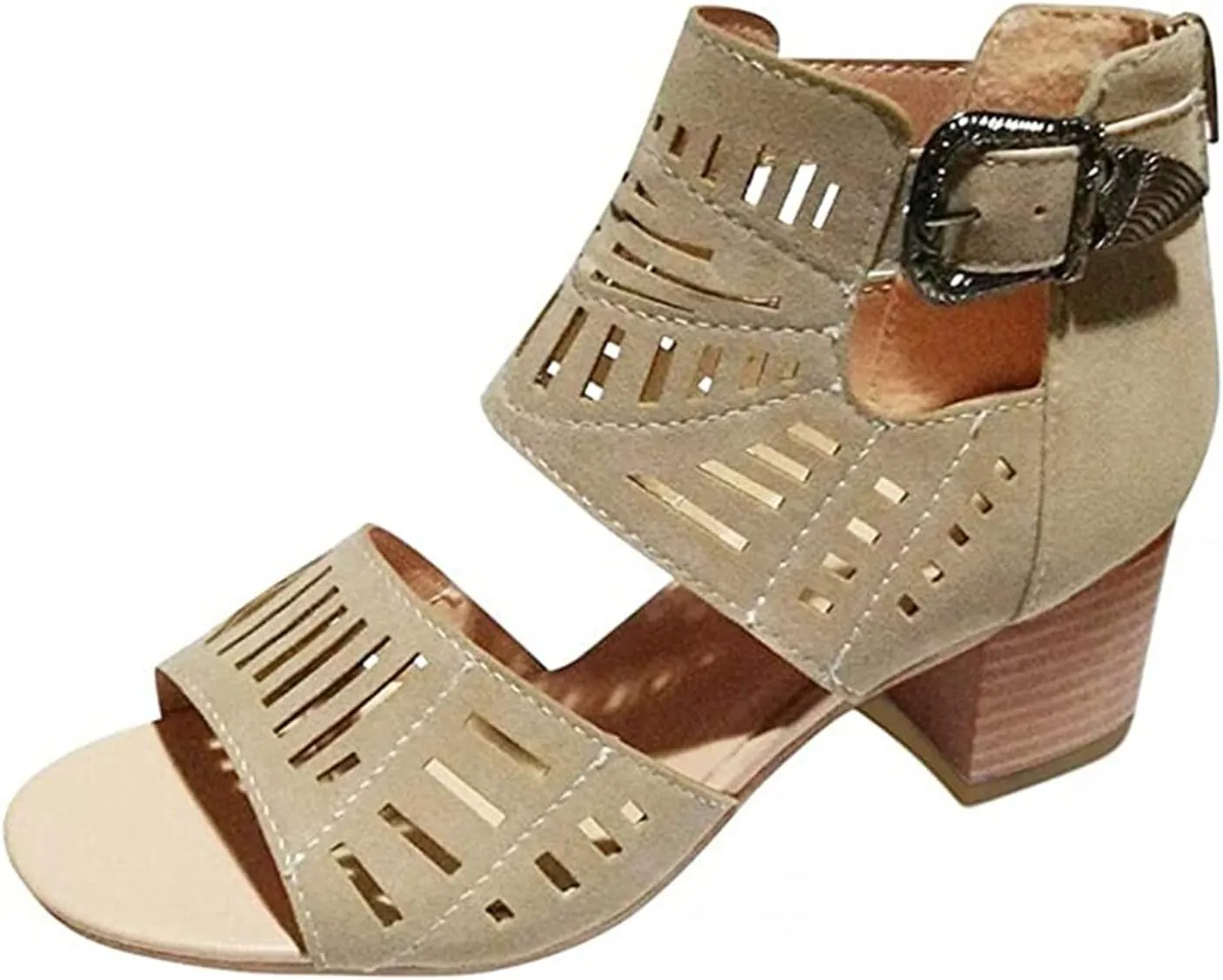 Lausiuoe Sandals Women Comfortable Dressy Wedge Dress Pumps Shoes Ankle Strap Low Chunky Heel Casual Summer Strappy Sandals