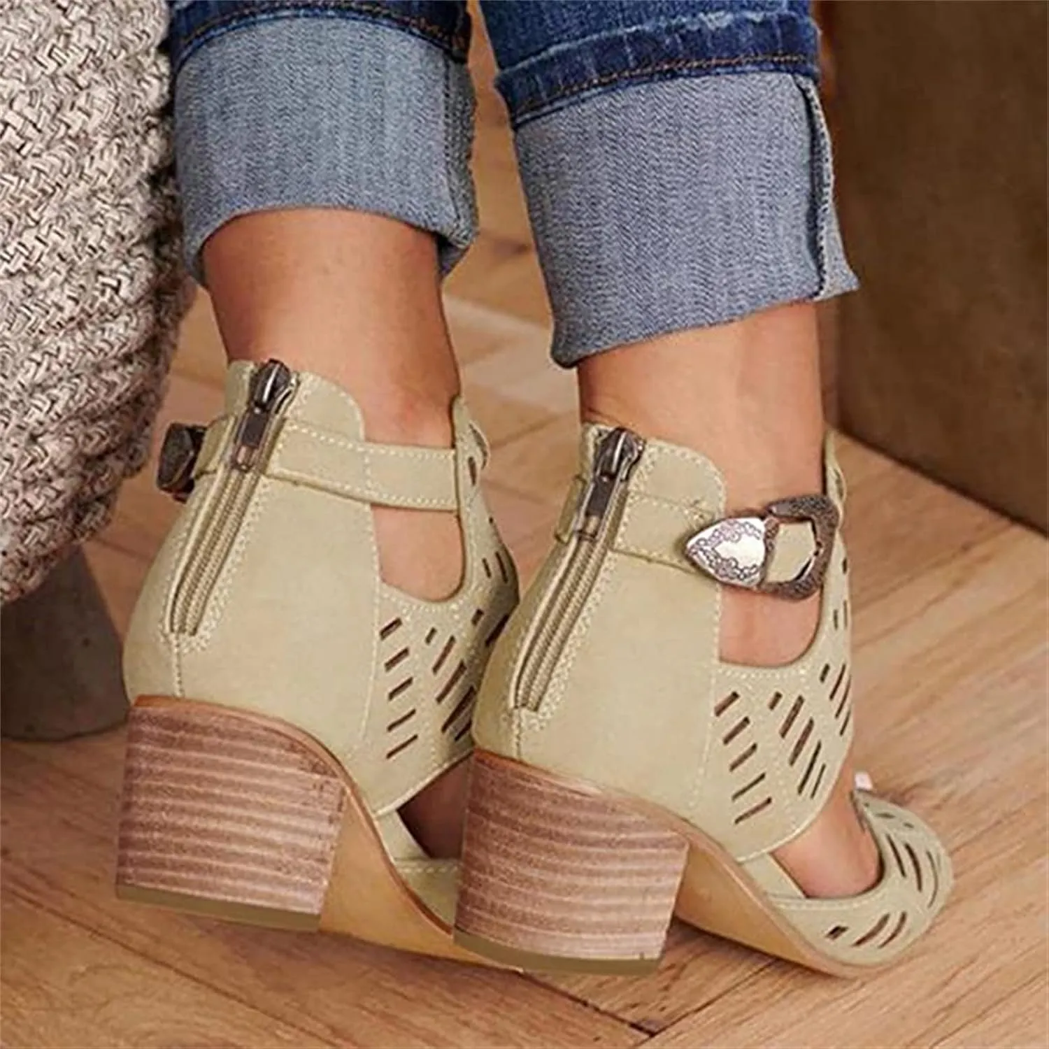 Lausiuoe Sandals Women Comfortable Dressy Wedge Dress Pumps Shoes Ankle Strap Low Chunky Heel Casual Summer Strappy Sandals