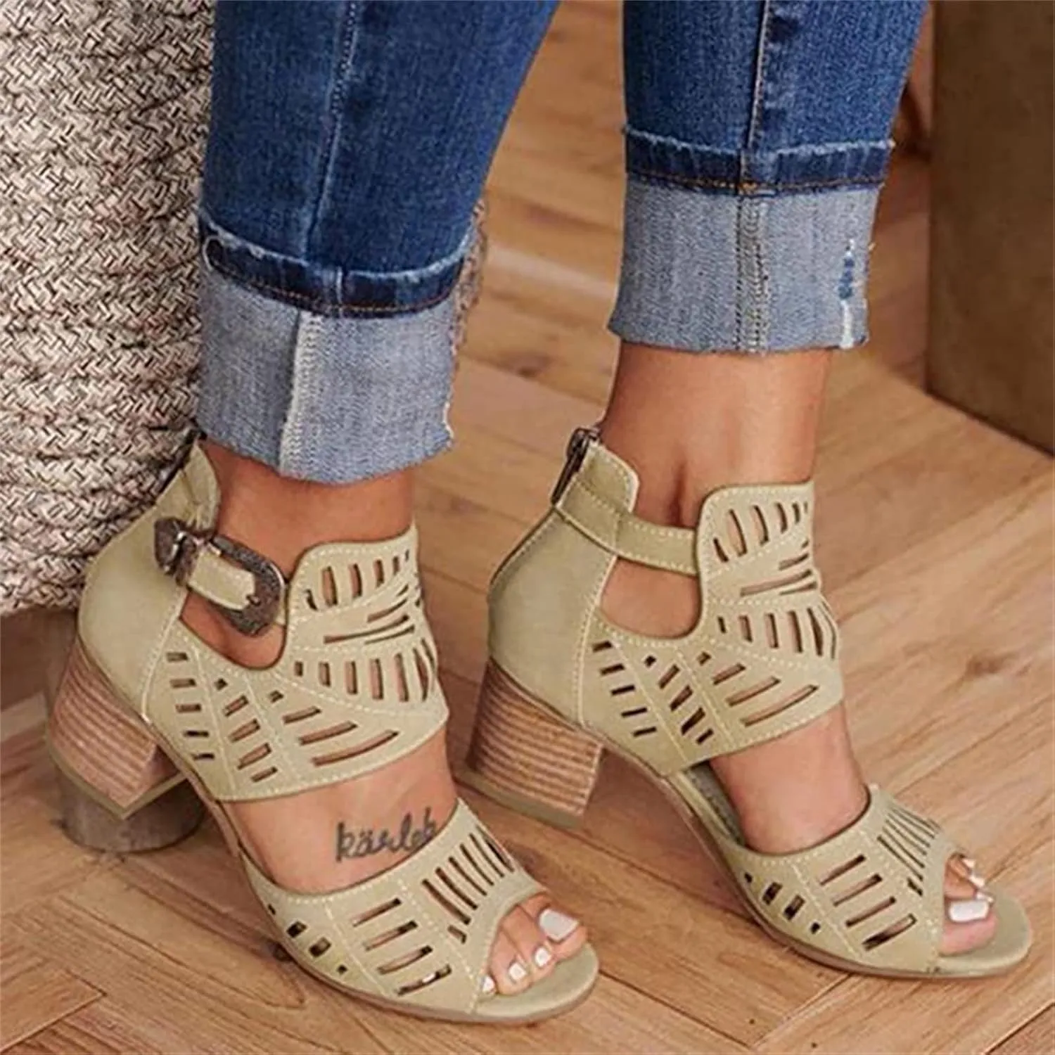 Lausiuoe Sandals Women Comfortable Dressy Wedge Dress Pumps Shoes Ankle Strap Low Chunky Heel Casual Summer Strappy Sandals