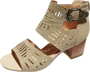 Lausiuoe Sandals Women Comfortable Dressy Wedge Dress Pumps Shoes Ankle Strap Low Chunky Heel Casual Summer Strappy Sandals