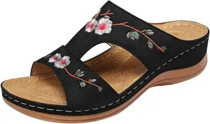 Lausiuoe Sandals Women Comfortable Dressy Wedge Orthopedic Slippers Orthotic Flip Flops with Arch Support for Flat Feet