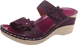 Lausiuoe Sandals Women Dressy Summer Flat Arch Support Fashion Orthotic Slides Comfy Slip On Orthopedic Slippers Flip Flops