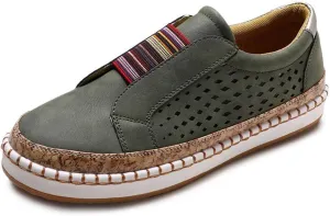 Lausiuoe Shoes for Women Sneakers Slip On Loafers Fashion Canvas Shoes Casual Classic Soft Comfortable Flat Walking Shoes