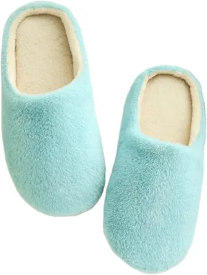 Lausiuoe Slippers For Women Fuzzy Closed Toe Memory Foam House Slippers Plush Home Shoes Fleece Lining Slide Slipper