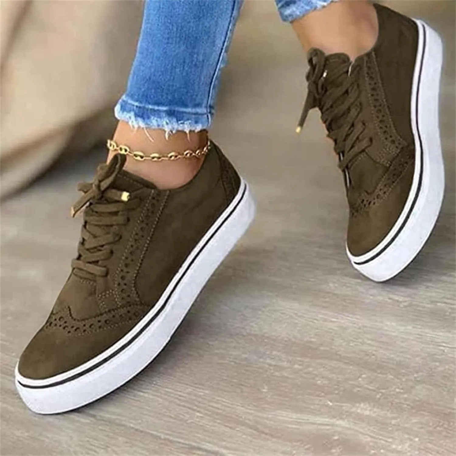 Lausiuoe Women's Fashion Sneakers Slip On Round Toe Lightweight Flat Shoes Casual Low Top Soft Comfort Walking Loafers