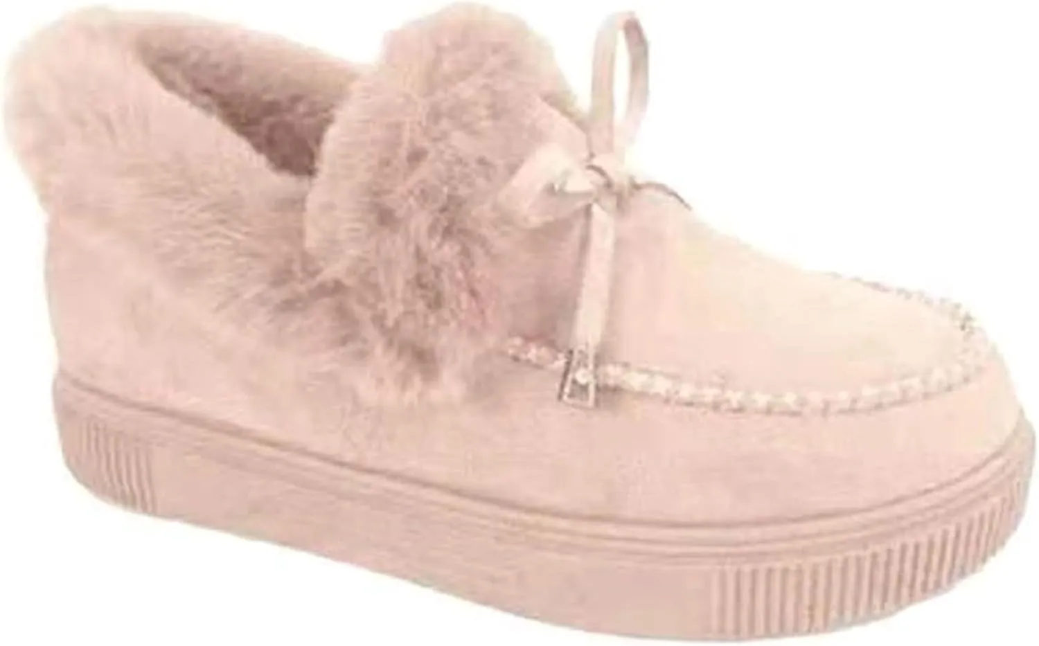 Lausiuoe Womens Winter Boots With Fur Lined Warm Snow Fuzzy Ankle Booties Flat Cute Silp On Comfortable Casual Loafers