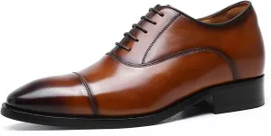 Leather Shoes for Mens Brown Leather Formal Casual Slip On Driving Shoes Business Men's Boat Casual Walking Shoes Handmade Moccasin Dress Shoes,Brown,7.5US/40EU