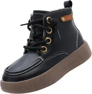 Leather Soft Snow Booties For Boys Kids Lace-Up Outdoor Sport Boots Shoes Fashion Casual aterproof Flat Shoes
