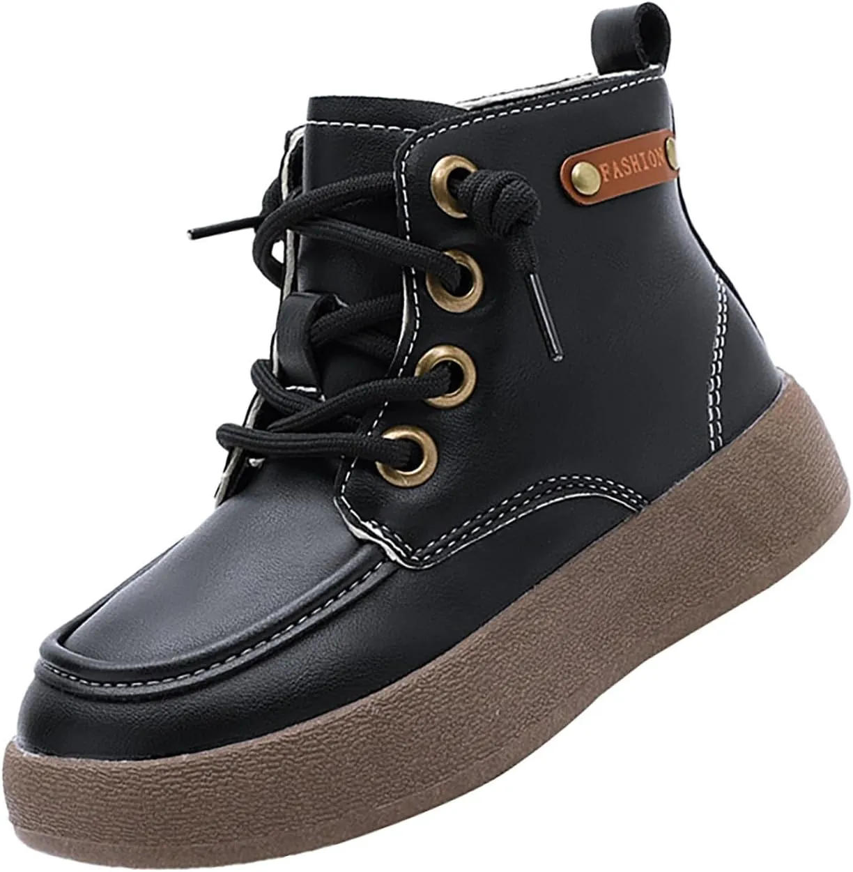 Leather Soft Snow Booties For Boys Kids Lace-Up Outdoor Sport Boots Shoes Fashion Casual aterproof Flat Shoes